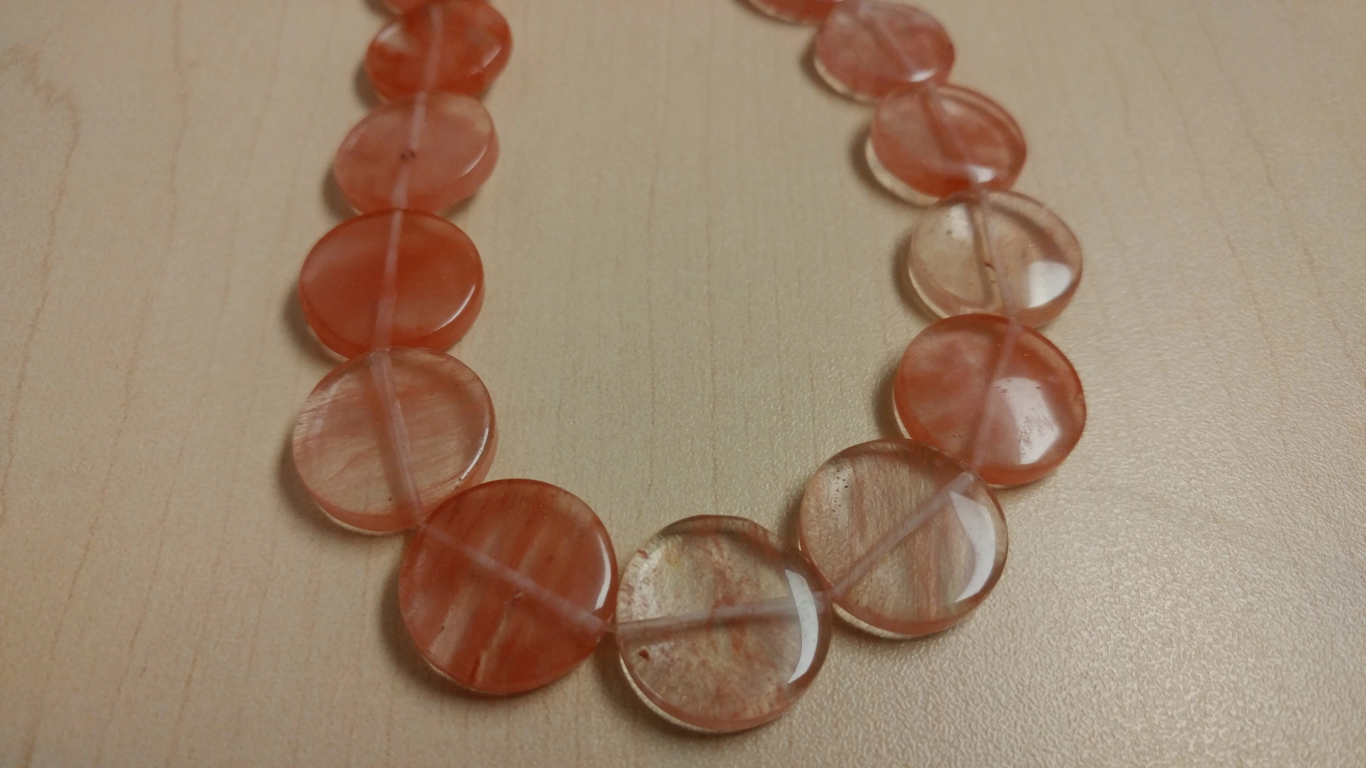 Cherry Quartz Circular Bead Strand