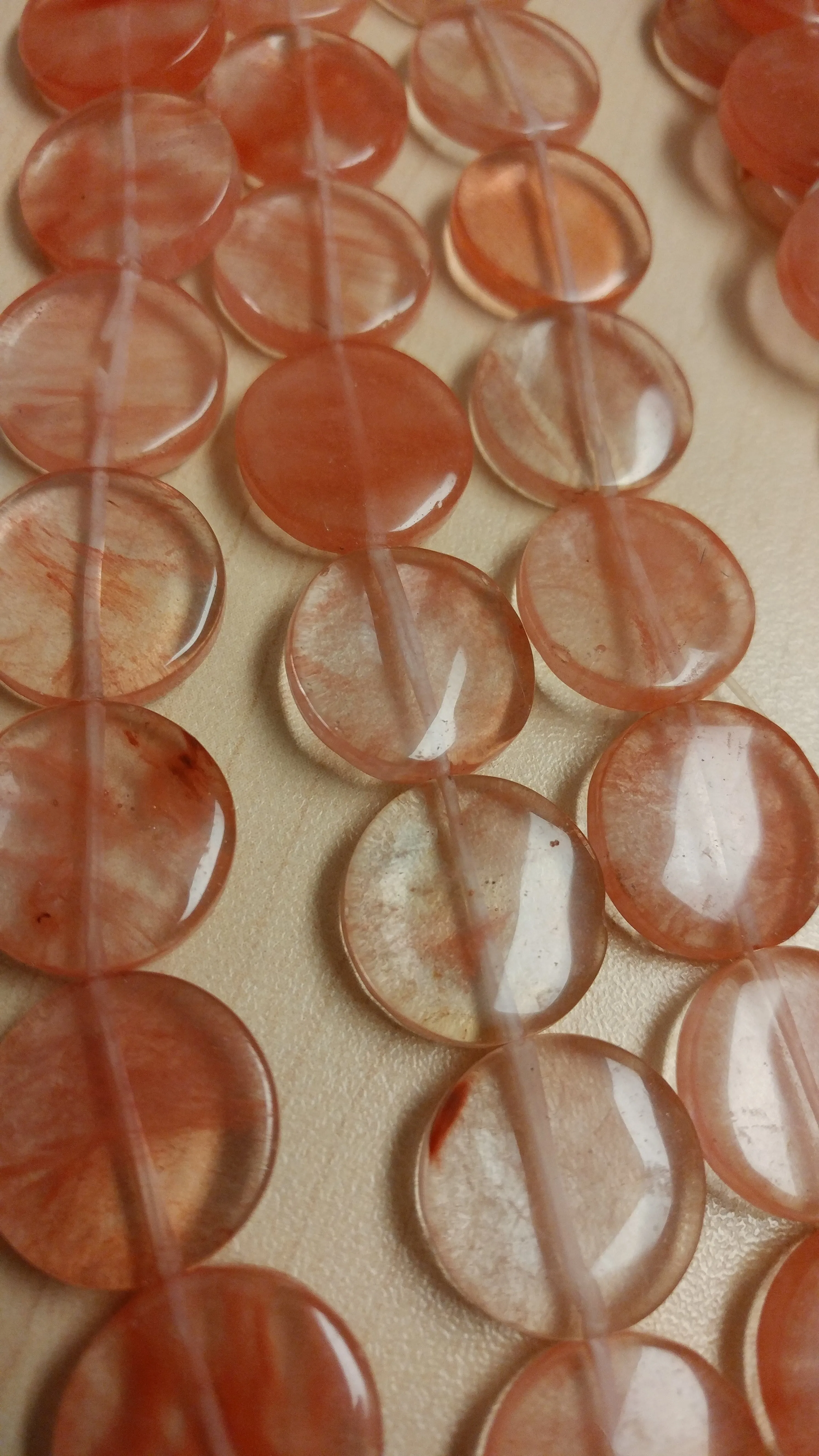 Cherry Quartz Circular Bead Strand