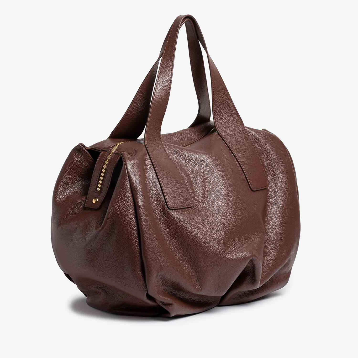 Chocolate brown leather handbag Victoria style.