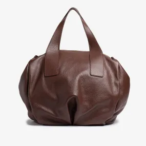 Chocolate brown leather handbag Victoria style.