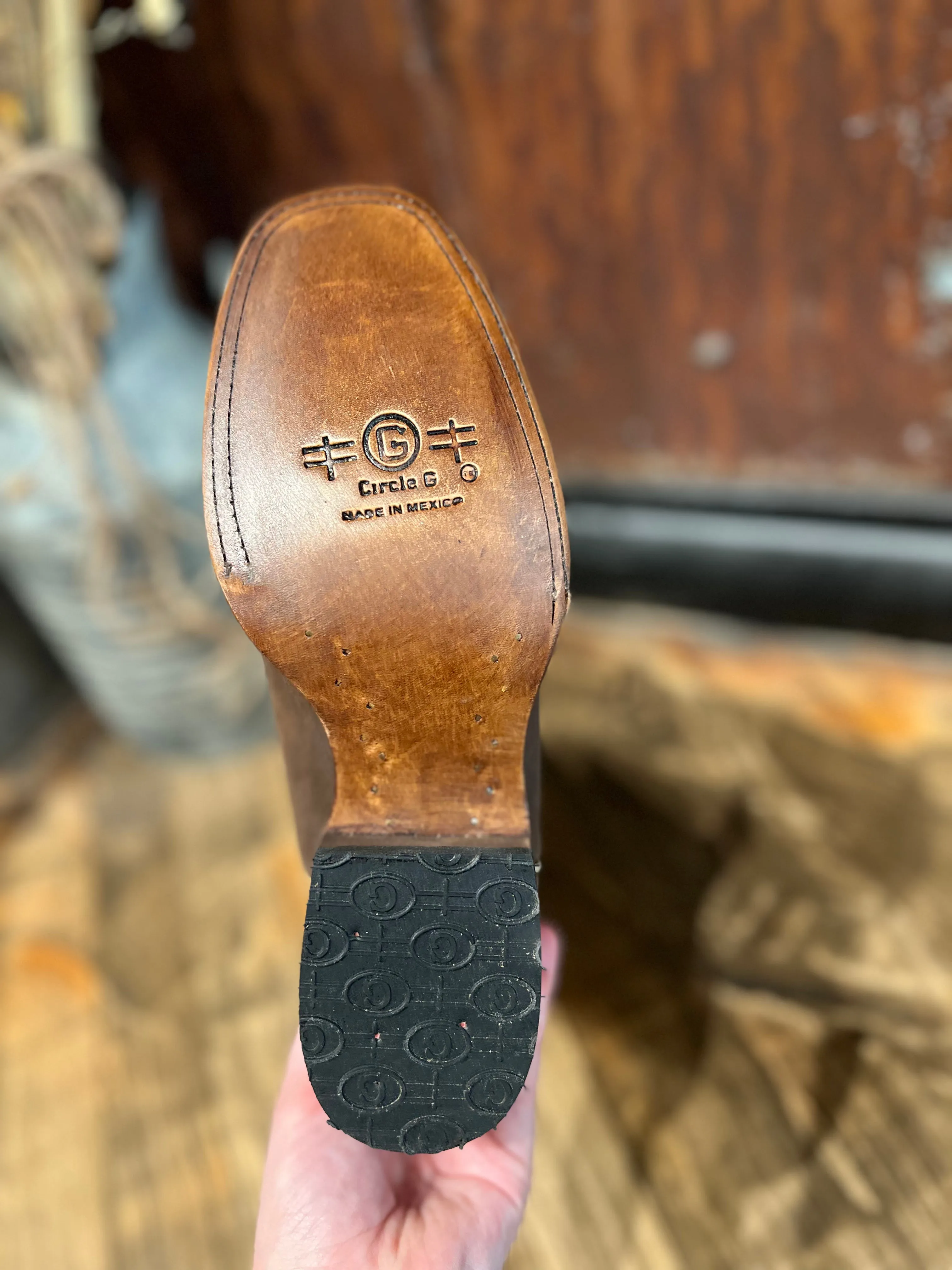 Brown Embroidered Square Toe Shoes.