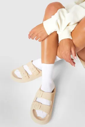 Chunky Platform Double Buckle Slides