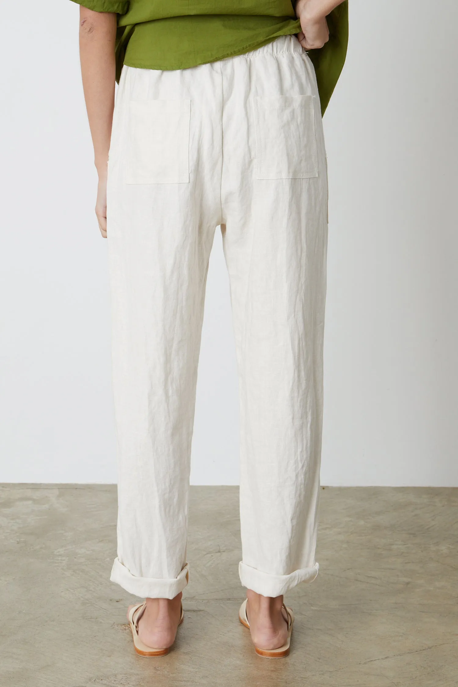 CINDY HEAVY LINEN TROUSERS IN CHALK