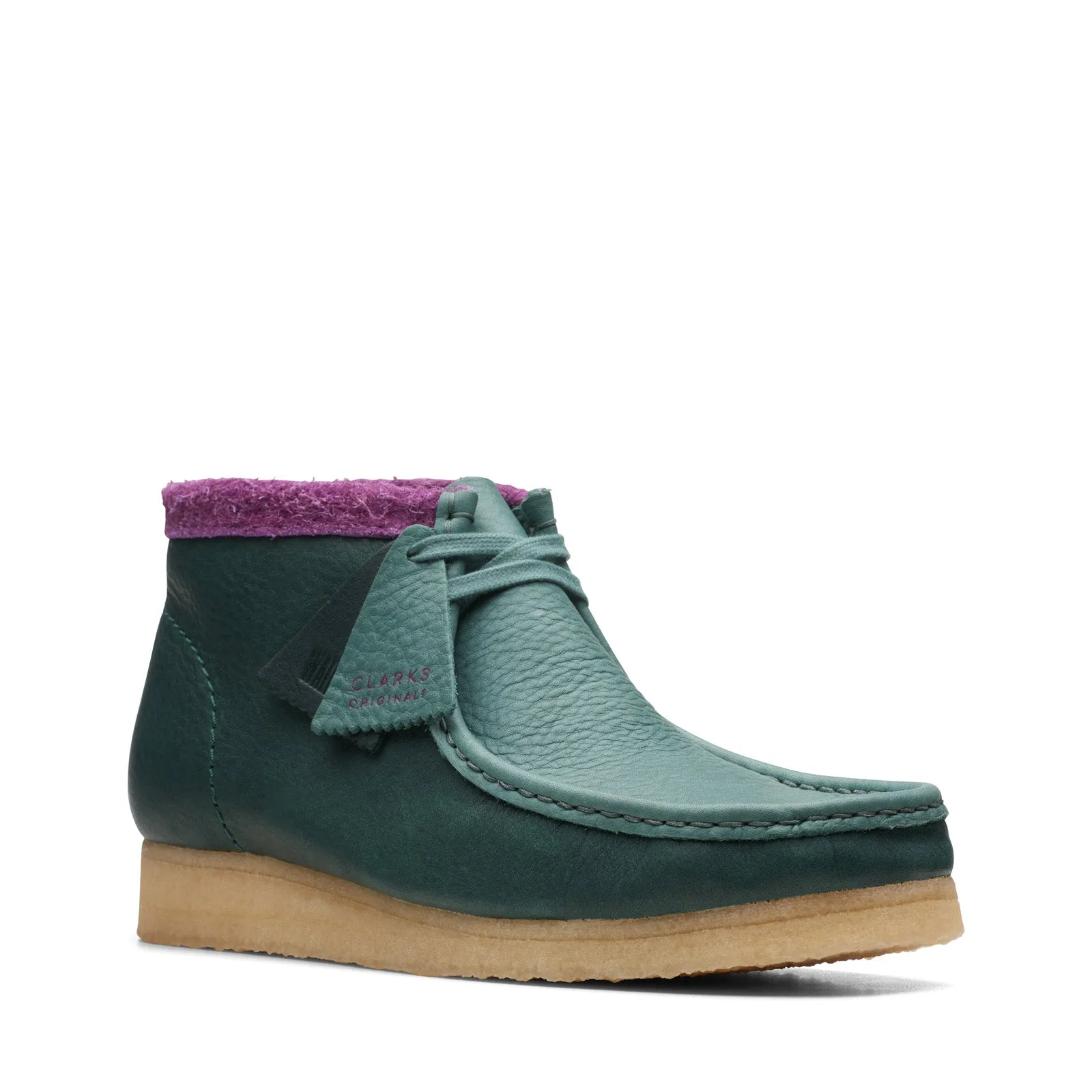 Clarks Wallabee Boot Green Leather Chukka Boots