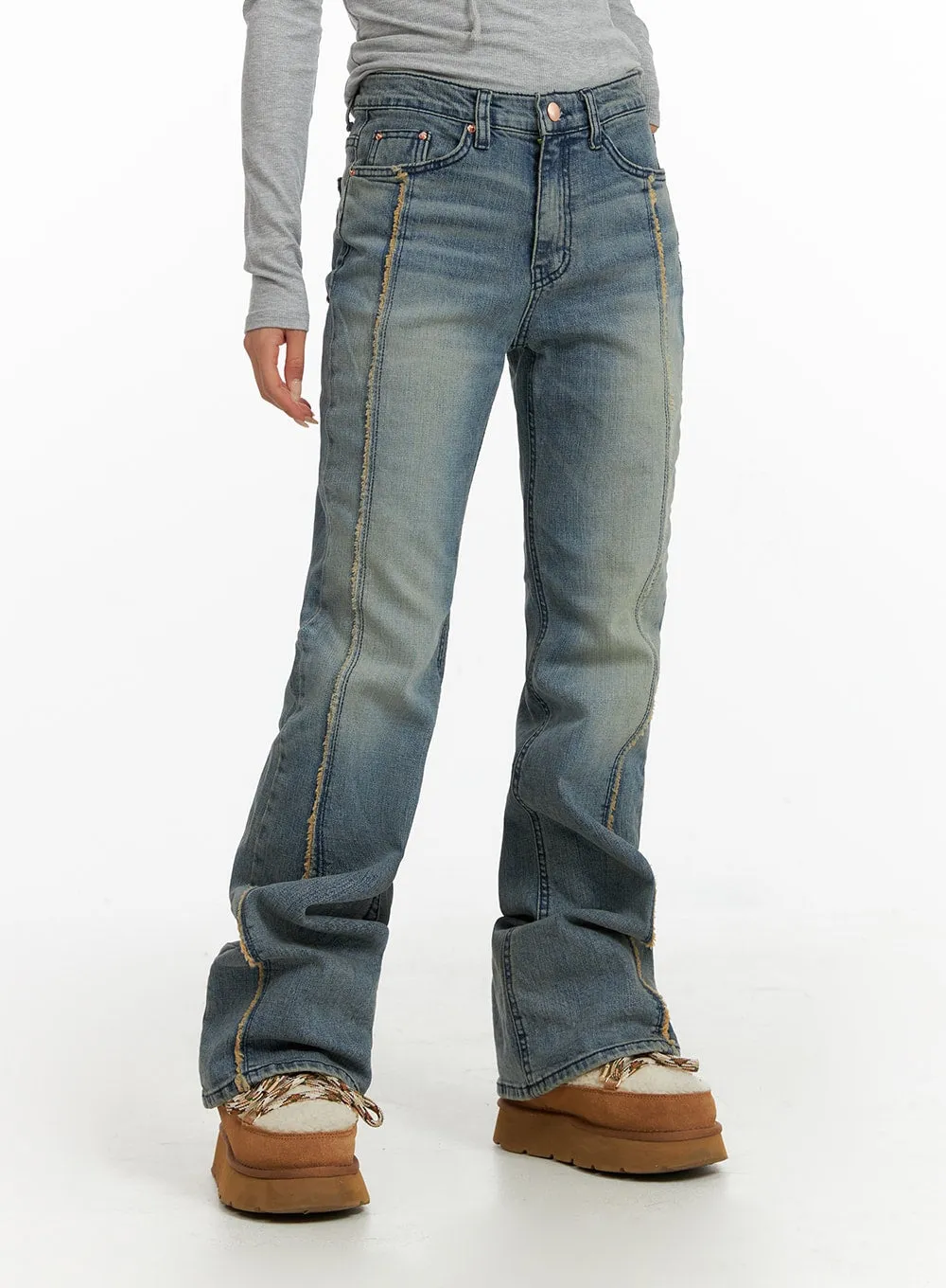 Classic Bootcut Jeans for Women - Vintage Wash CF415