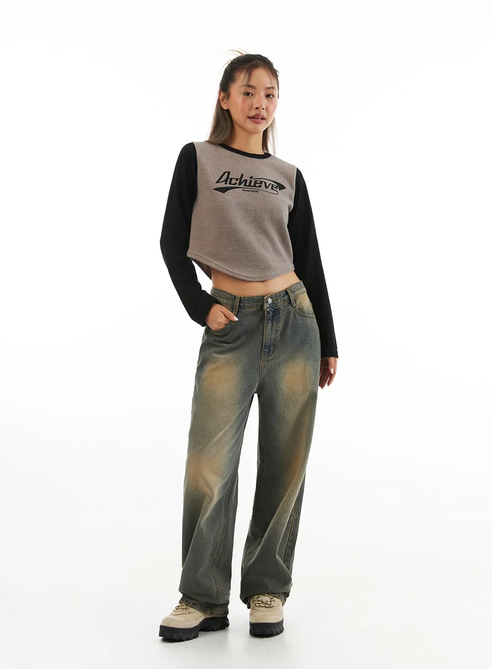 CO313 Vintage Wash Wide-Leg Jeans