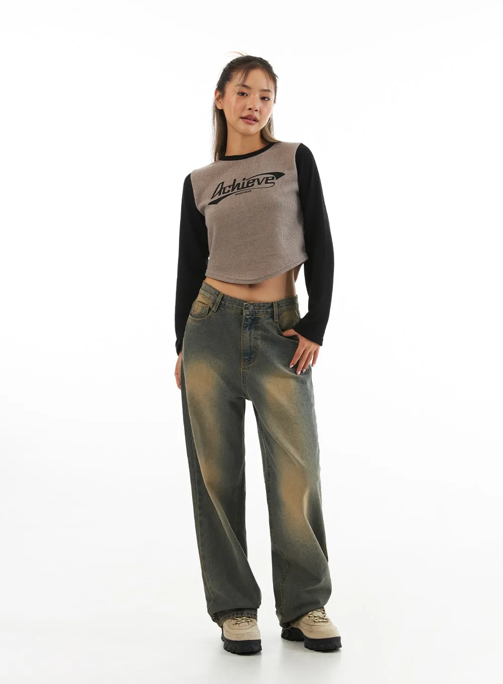 CO313 Vintage Wash Wide-Leg Jeans