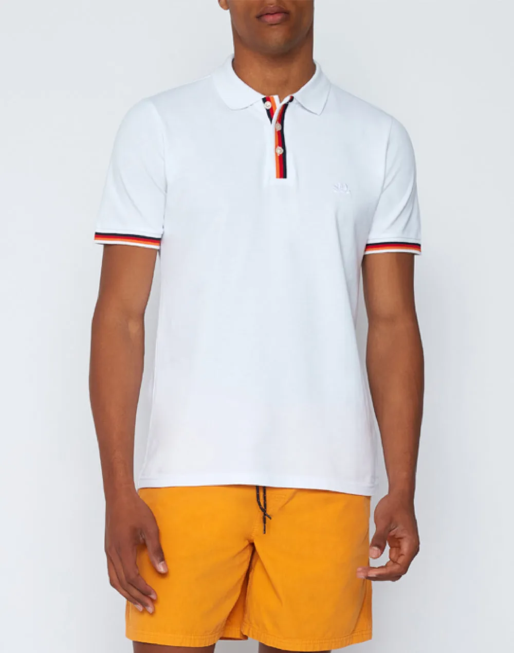 Cotton Piqué Polo Shirt with Tricolor Detail