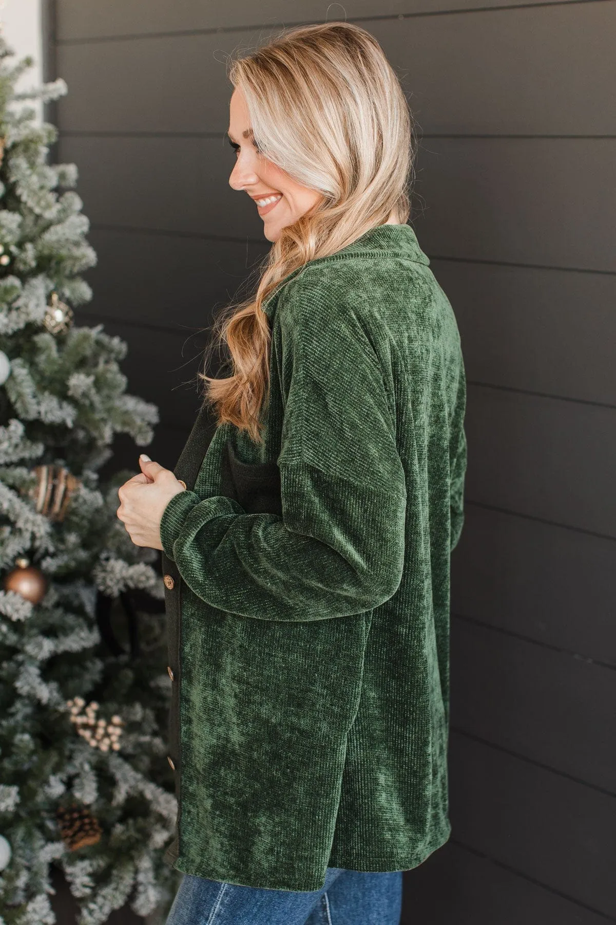 Cozier Knit Button Top Olive