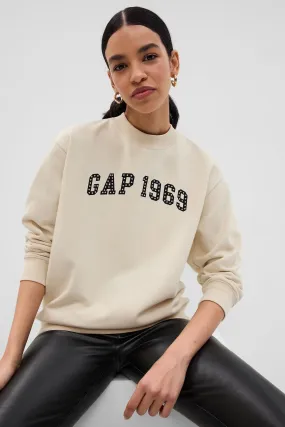 Cream Logo Dropped Shoulder Sweatshirt