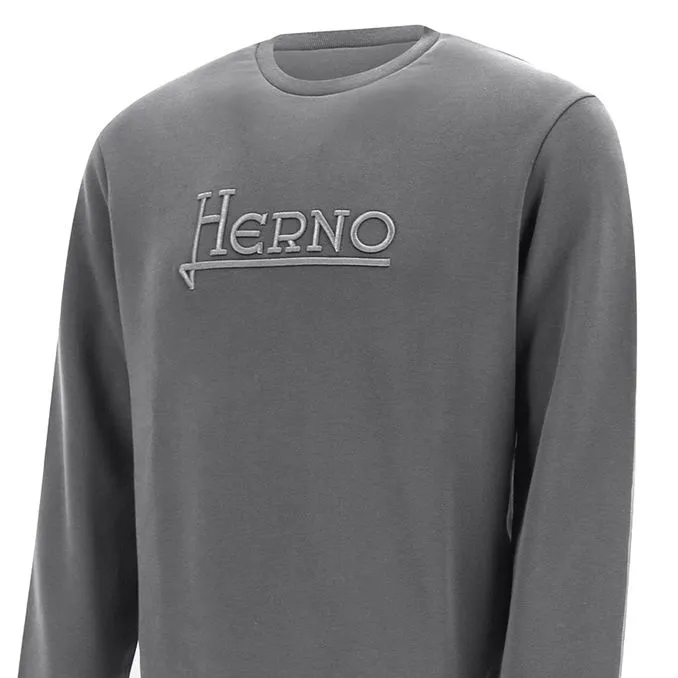 CREW NECK SWEATSHIRT WITH LOGO EMBROIDERED Man Light grey