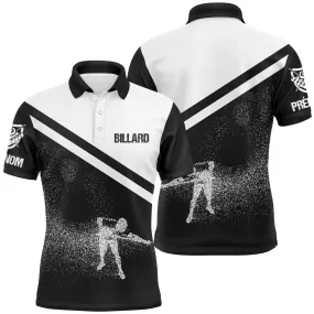 Custom Personalized Billiard Polo Shirt with Name, Black and White Billiard Player Design - CT03072312