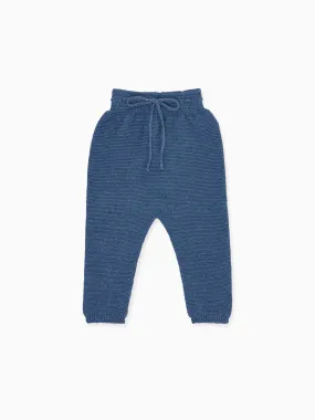 Dark Blue Fino Cotton Baby Knitted Trousers