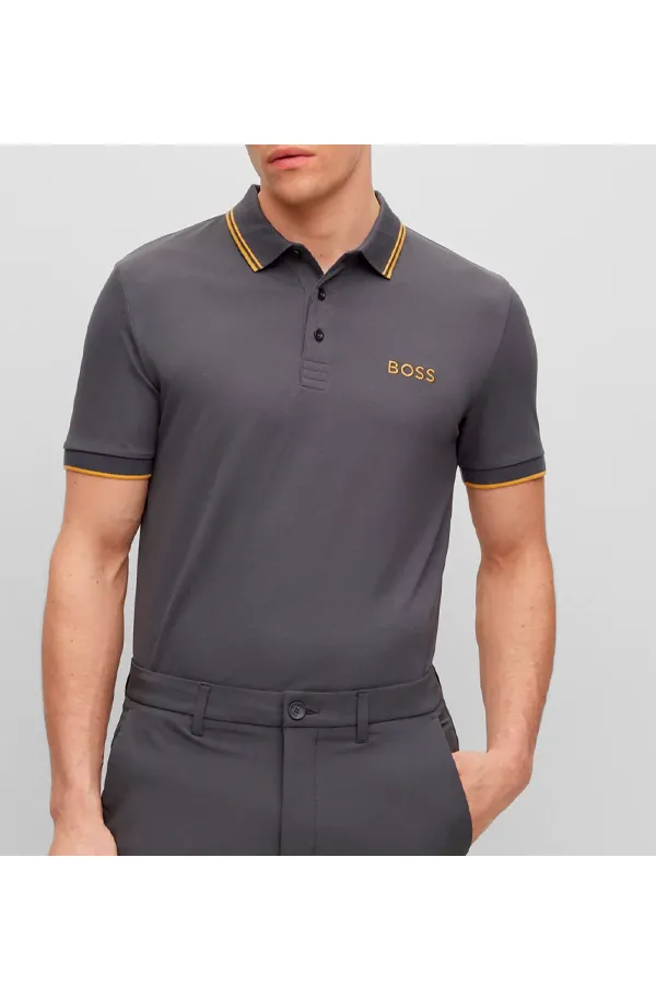 Dark Grey Hugo Boss Paddy Pro Contrast Polo