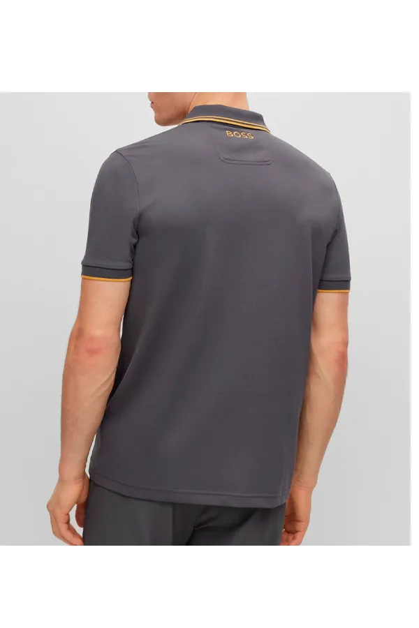 Dark Grey Hugo Boss Paddy Pro Contrast Polo