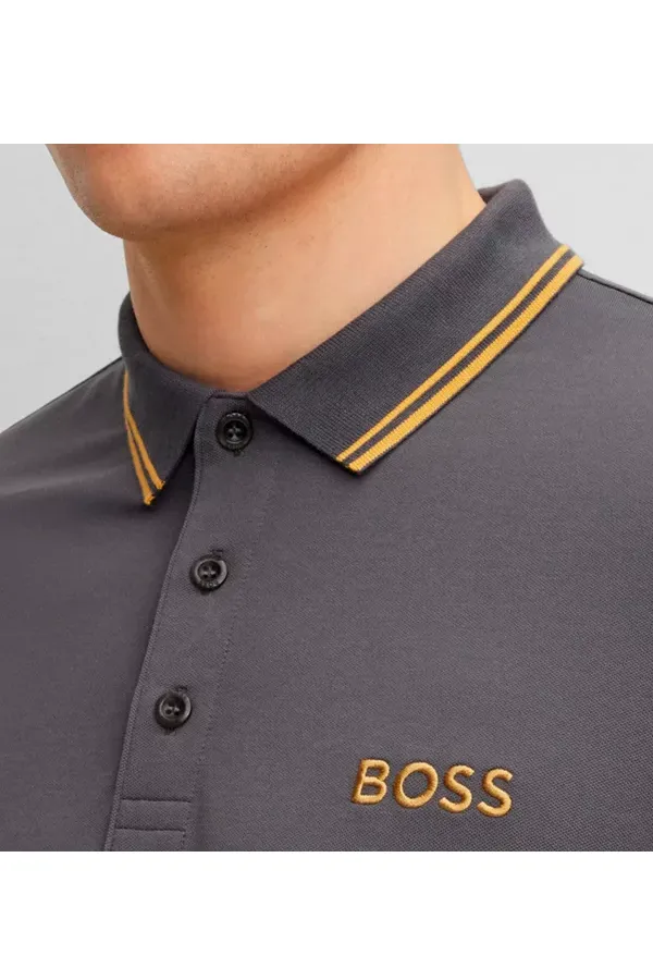 Dark Grey Hugo Boss Paddy Pro Contrast Polo