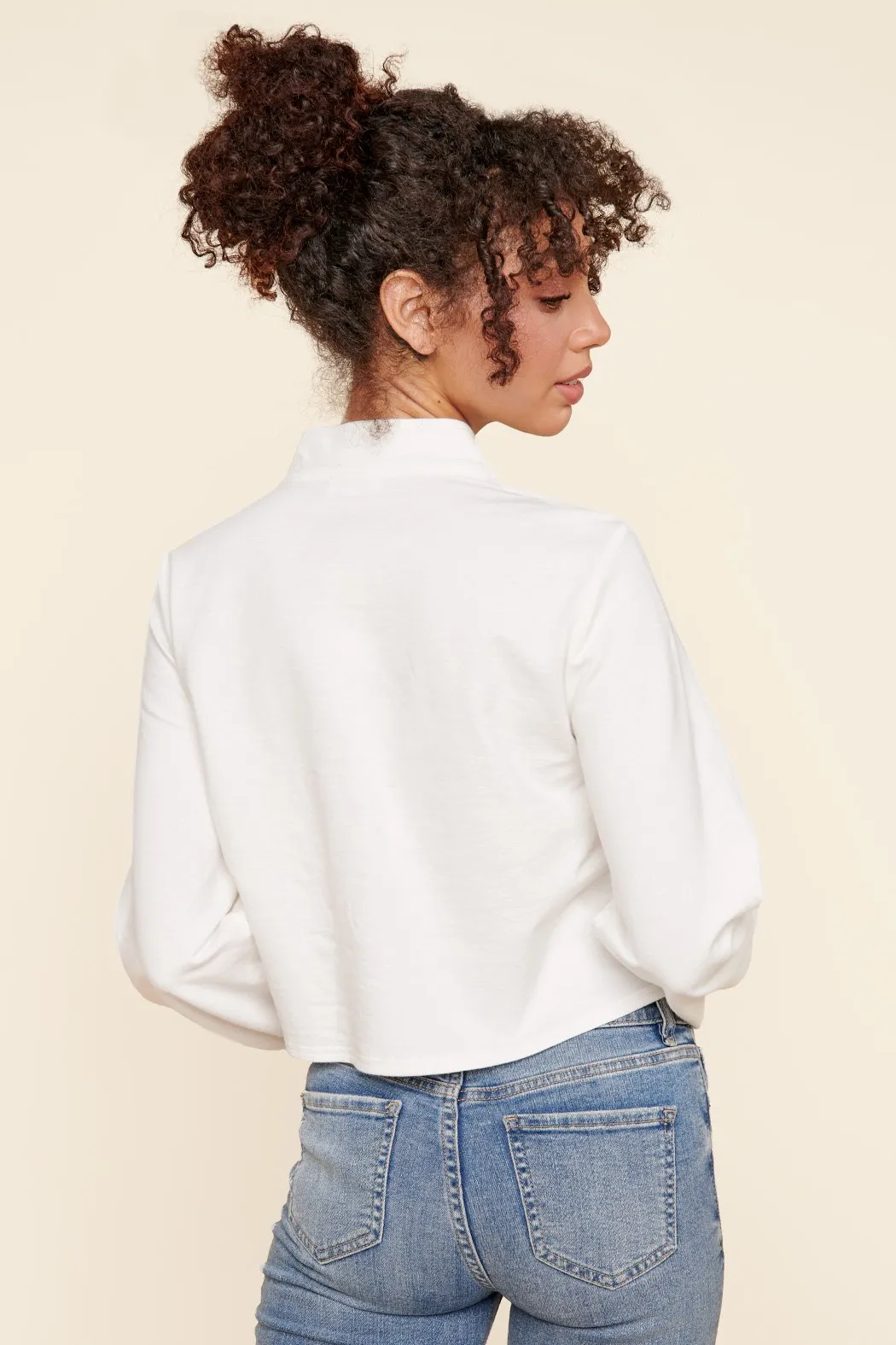 Deanna French Terry Knit Half Zip Crop Top