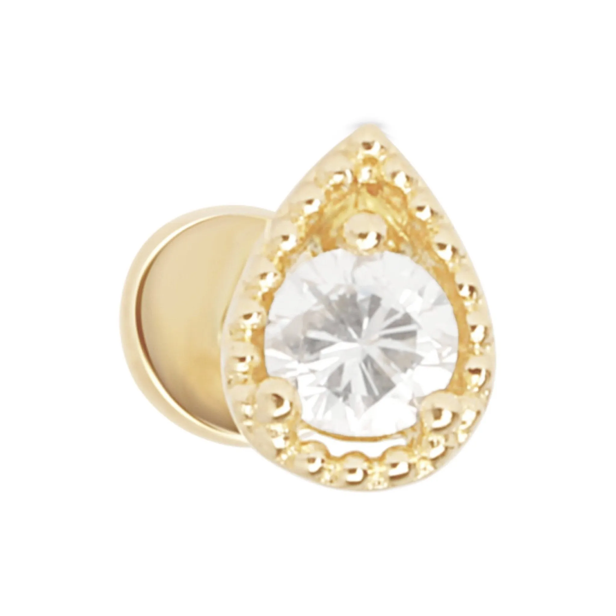 Flat Back Stud Earring with Diamond Drop