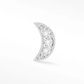 14k White Earring with Moon Design