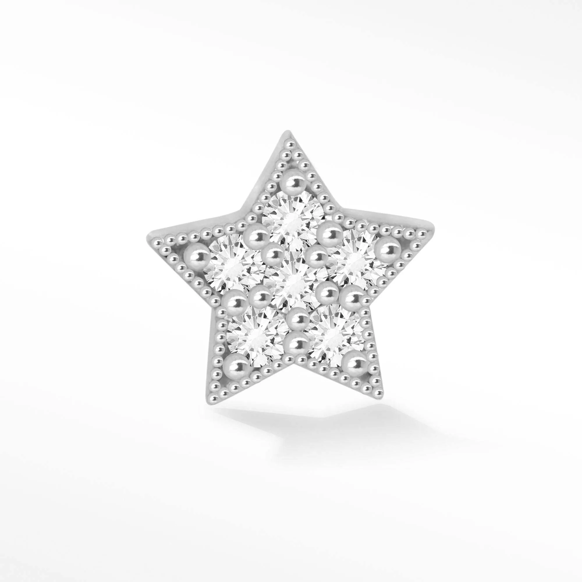 14k White Earring with Star Design