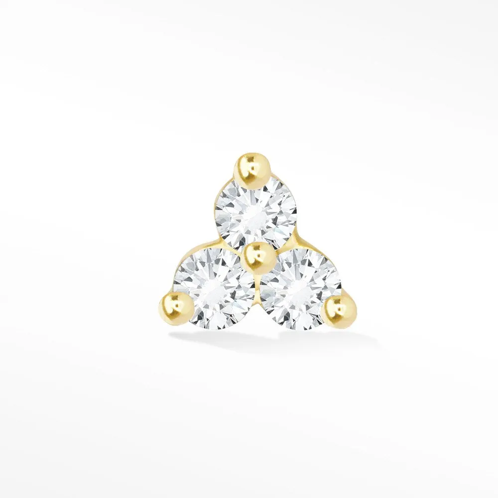 Elegant 14k Yellow Earring with Trinity Design