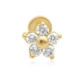 Flat Back Stud with Diamond Flower