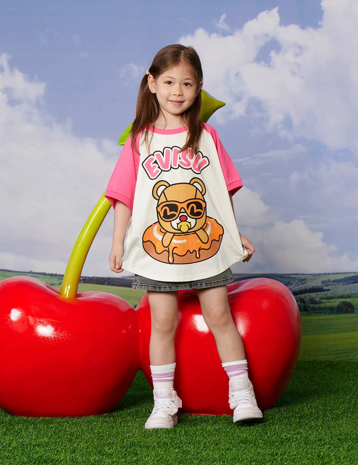 Donut Bear and Logo Print Regular Fit T-shirt