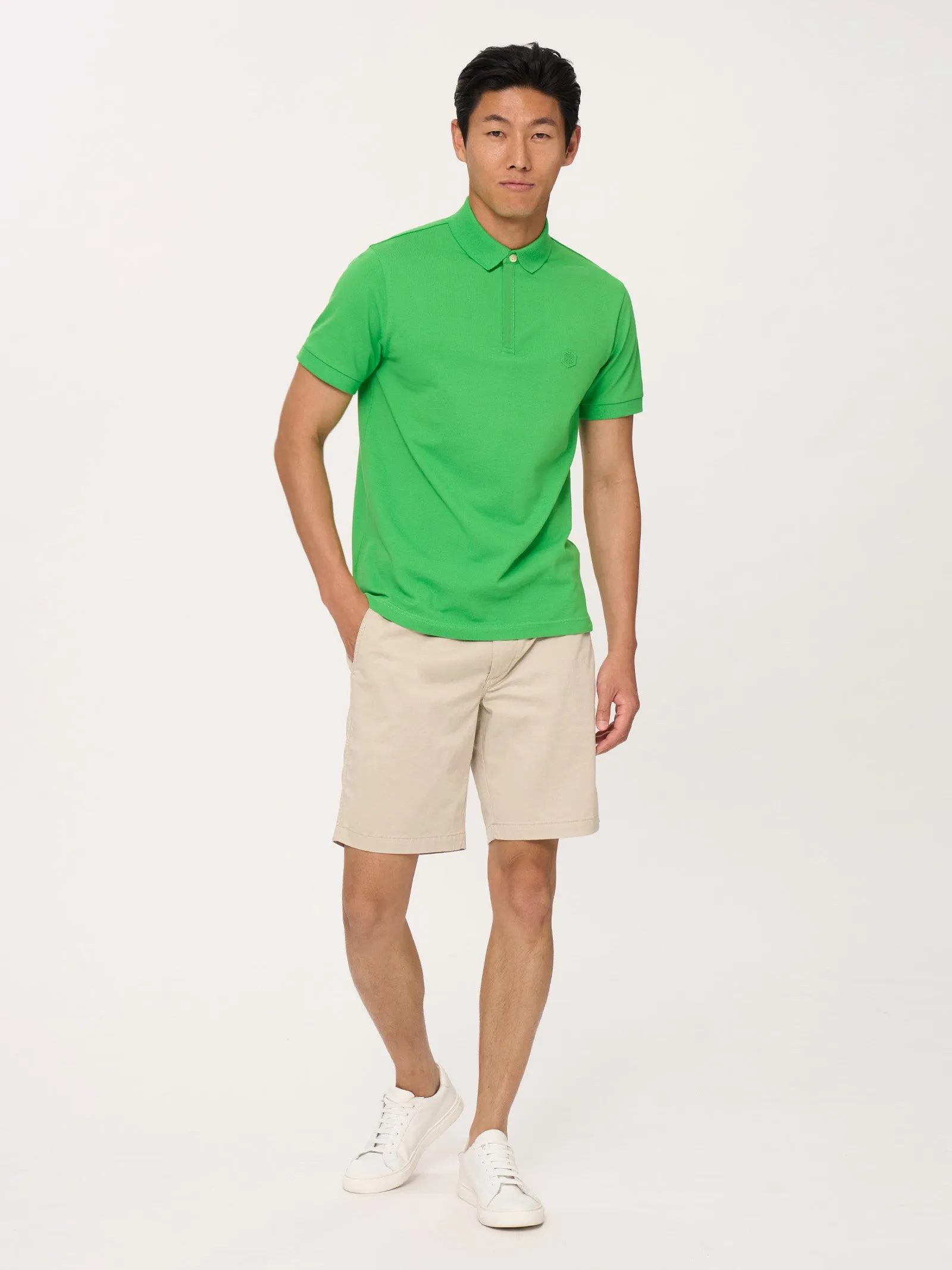 Eco Cotton Piquet Stretch Polo Shirt - Evergreen