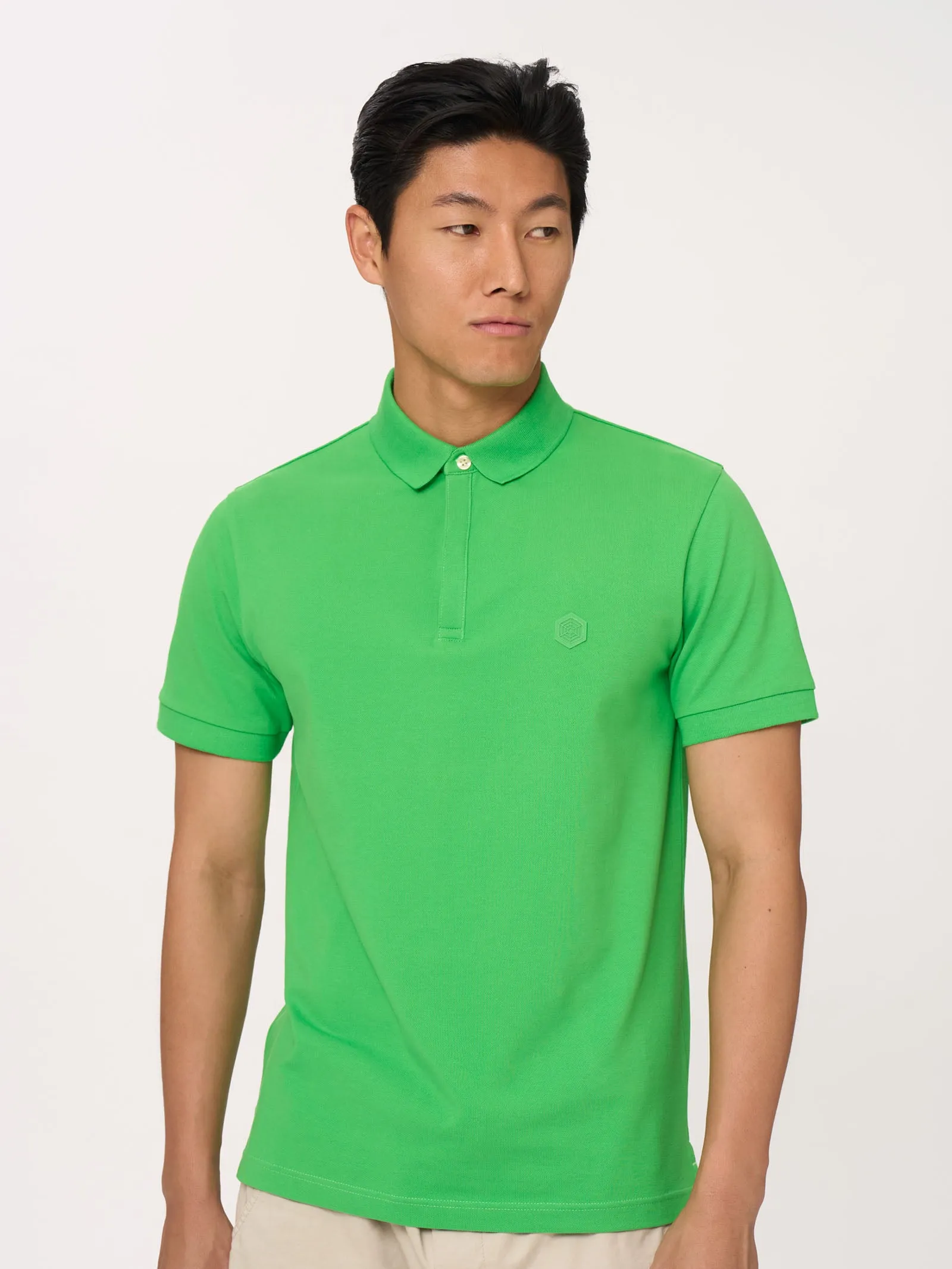 Eco Cotton Piquet Stretch Polo Shirt - Evergreen