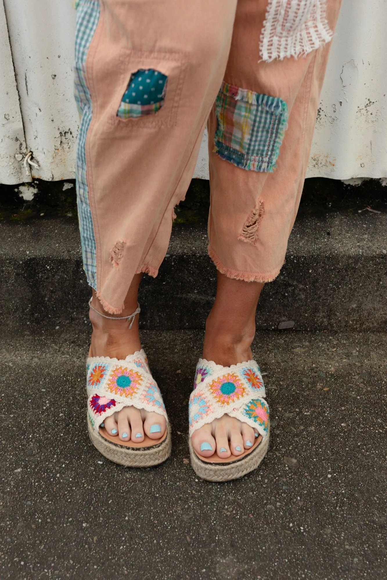 Crochet Platform Sandal - Beige - Elevate your Style