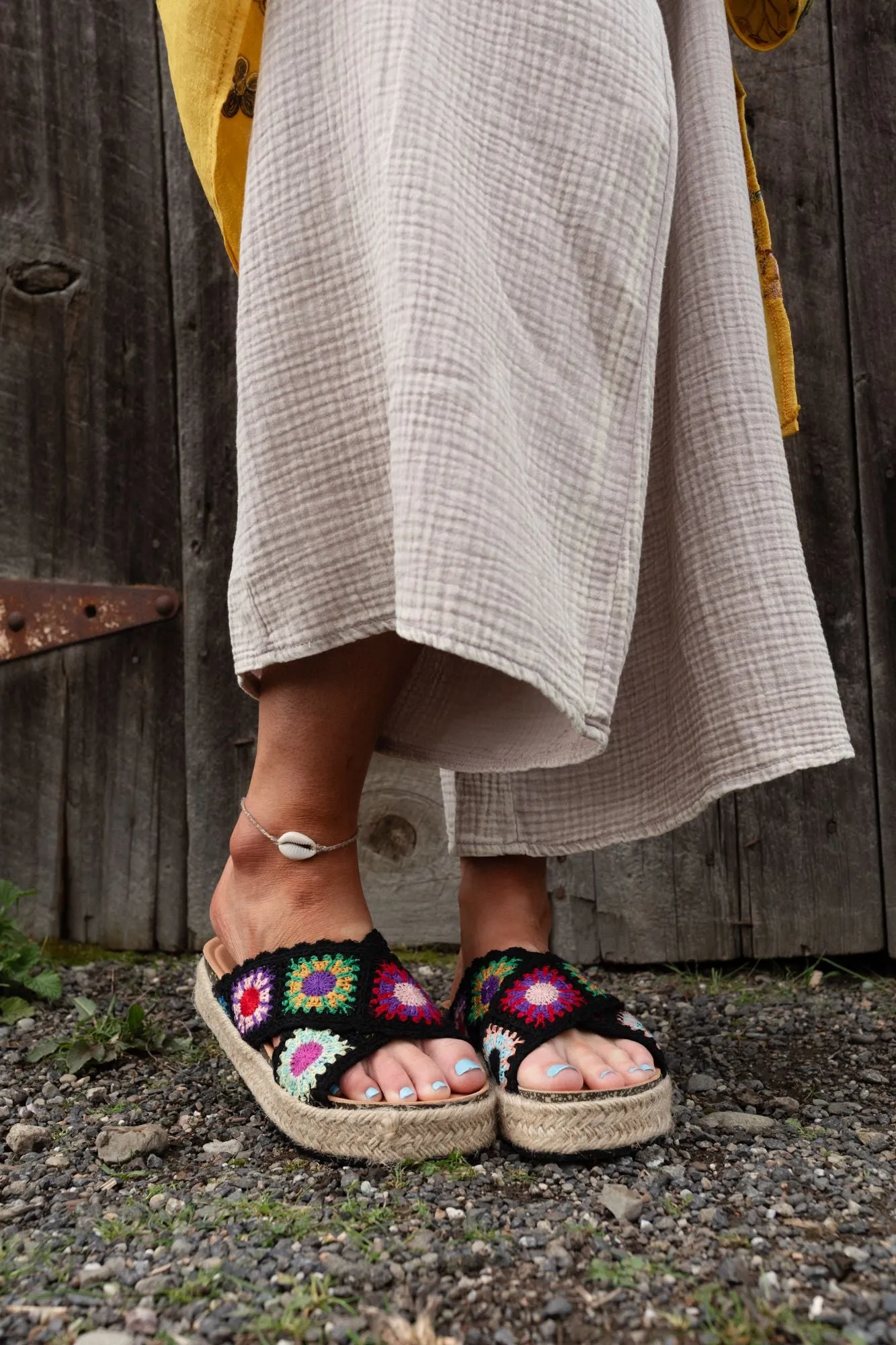 Elevate Black Crochet Platform Sandal