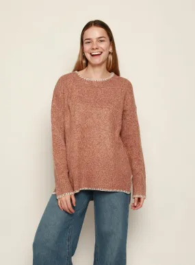 Ellidy Contrast Trim Knit Sweater in CINNAMON