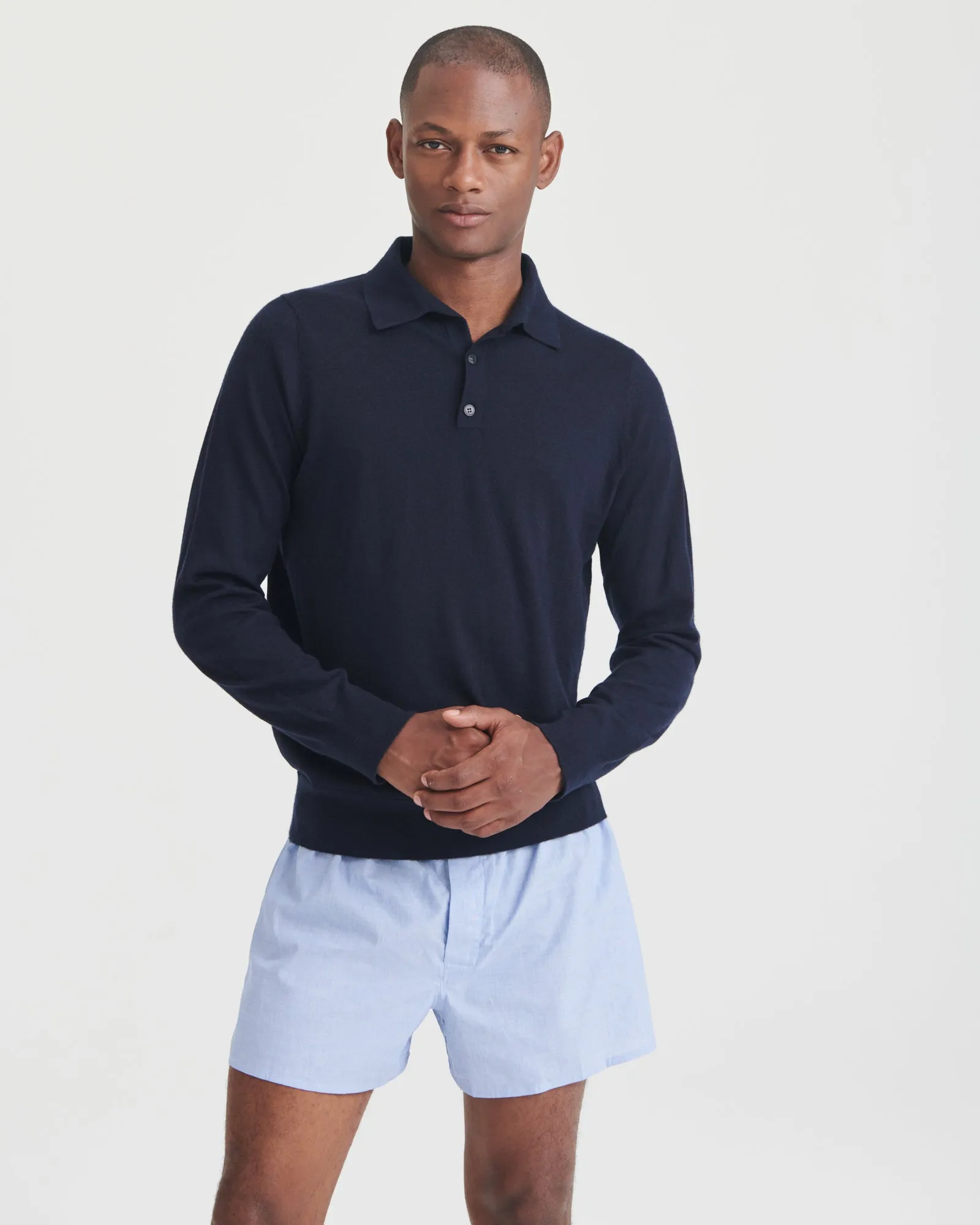 Fancy Cashmere Long Sleeve Polo