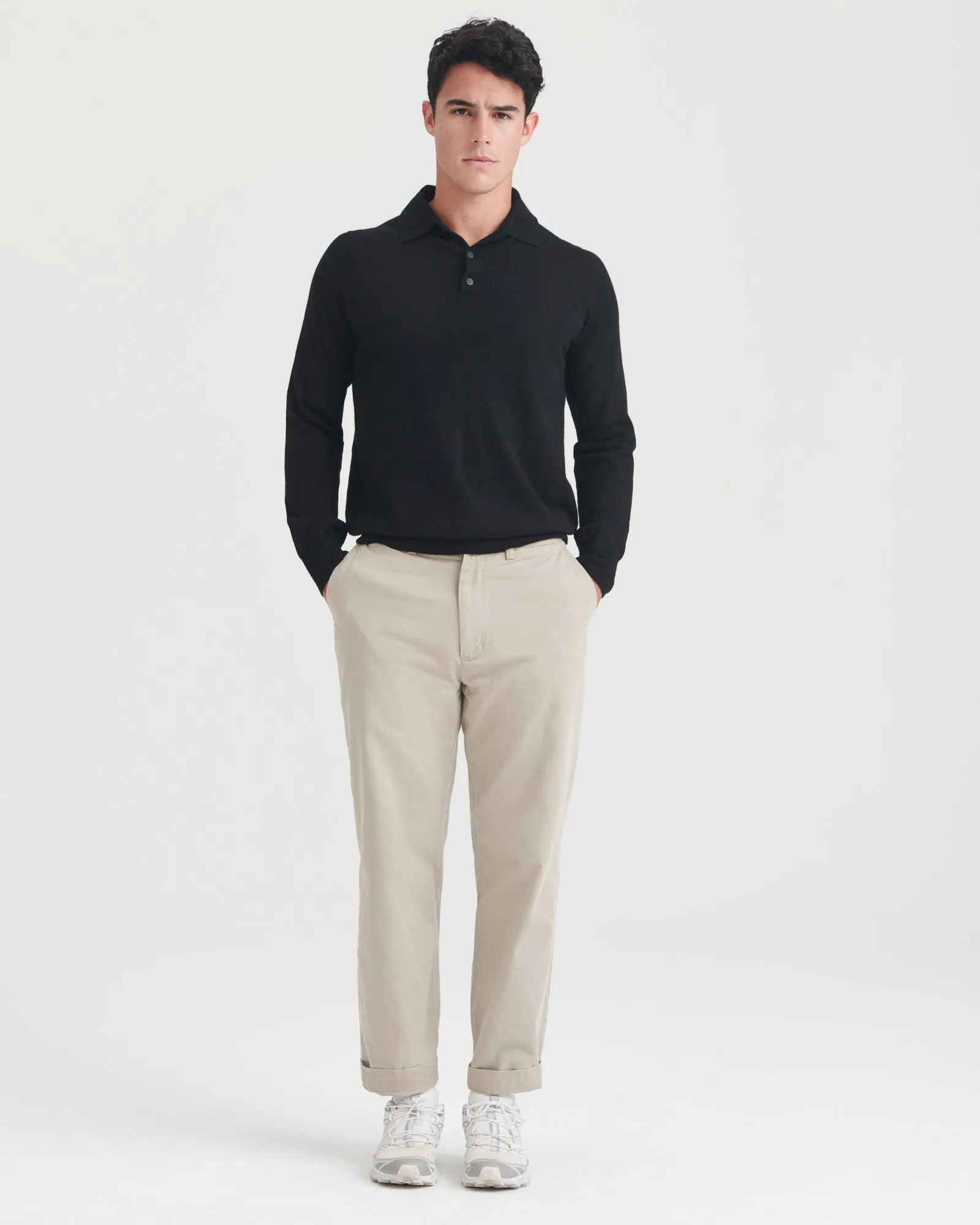 Fancy Cashmere Long Sleeve Polo