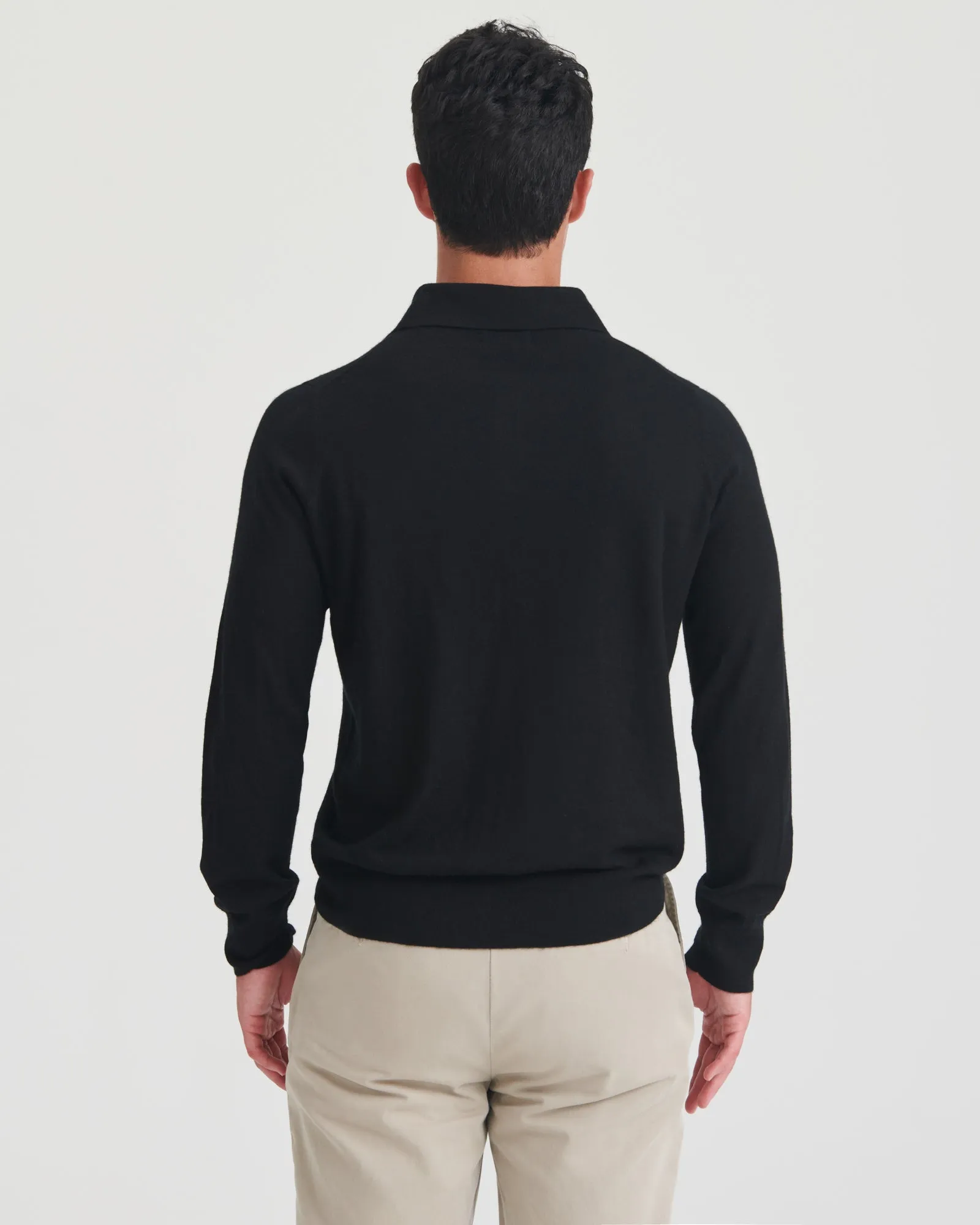 Fancy Cashmere Long Sleeve Polo