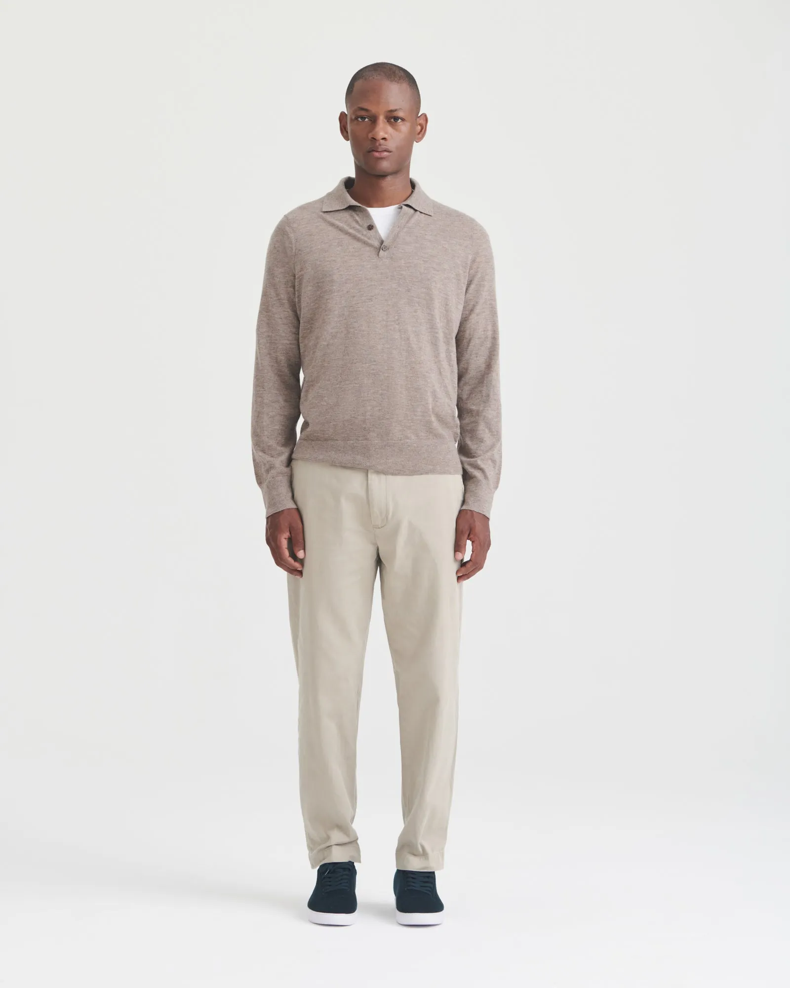 Fancy Cashmere Long Sleeve Polo