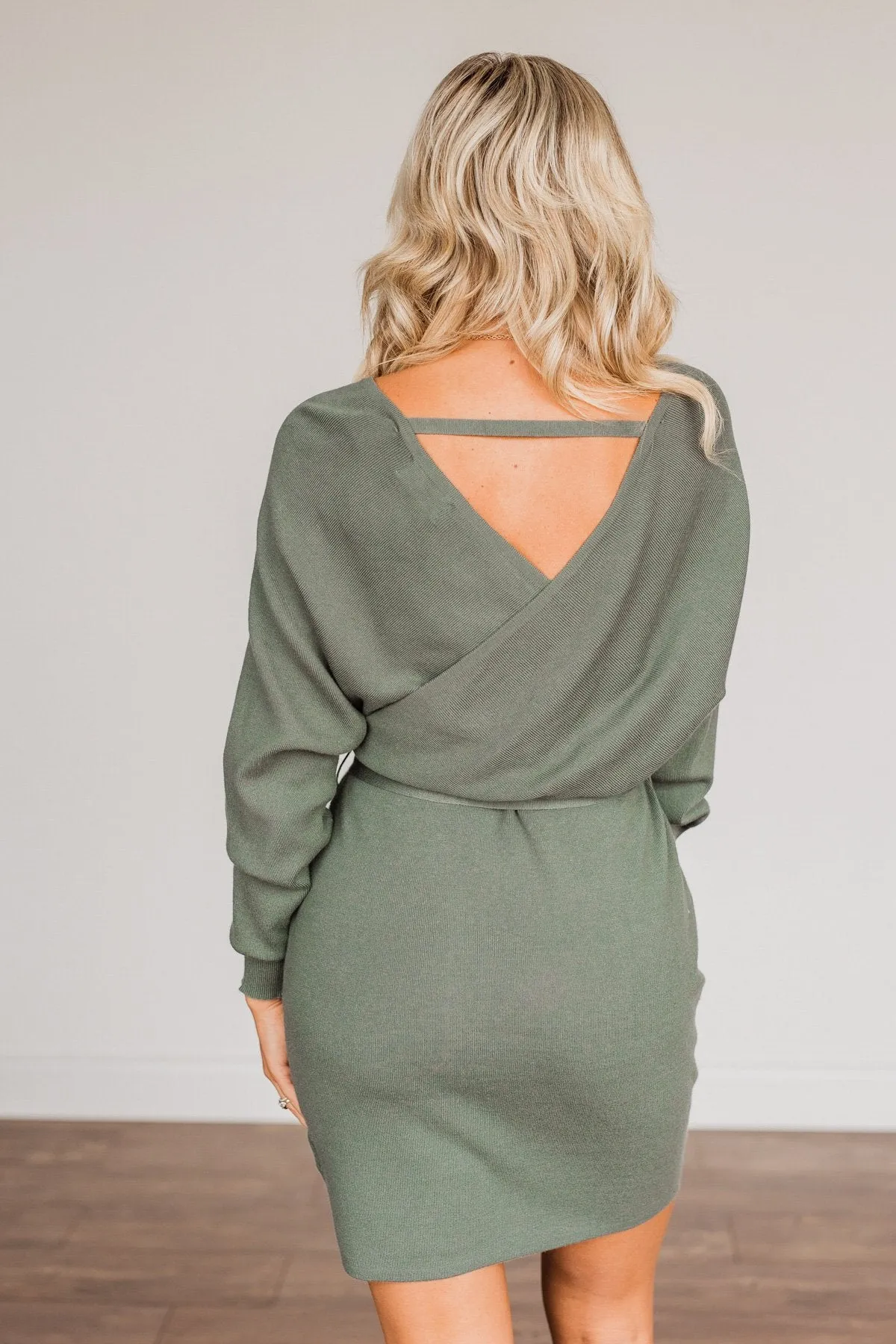 Olive Long Sleeve Knit Dress