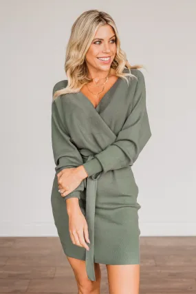 Olive Long Sleeve Knit Dress