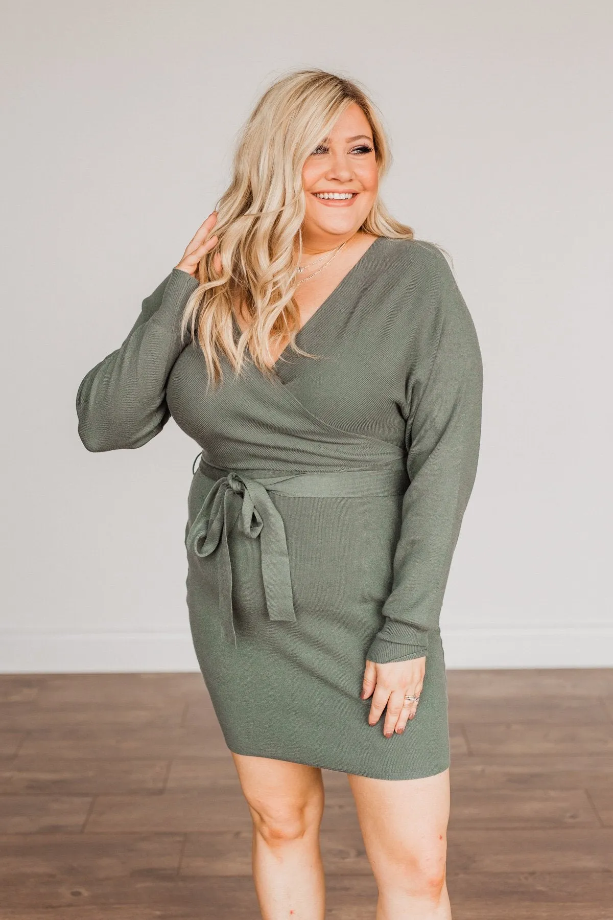 Olive Long Sleeve Knit Dress