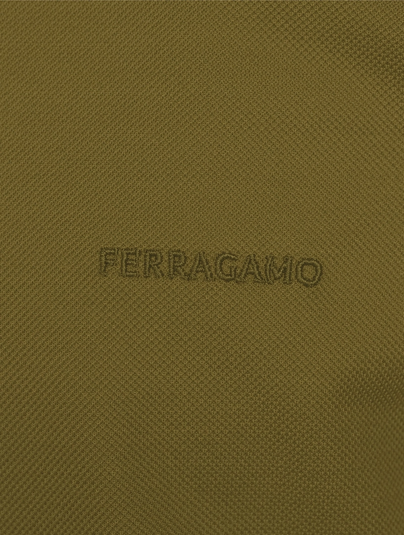 FERRAGAMO Piqué Zip Polo