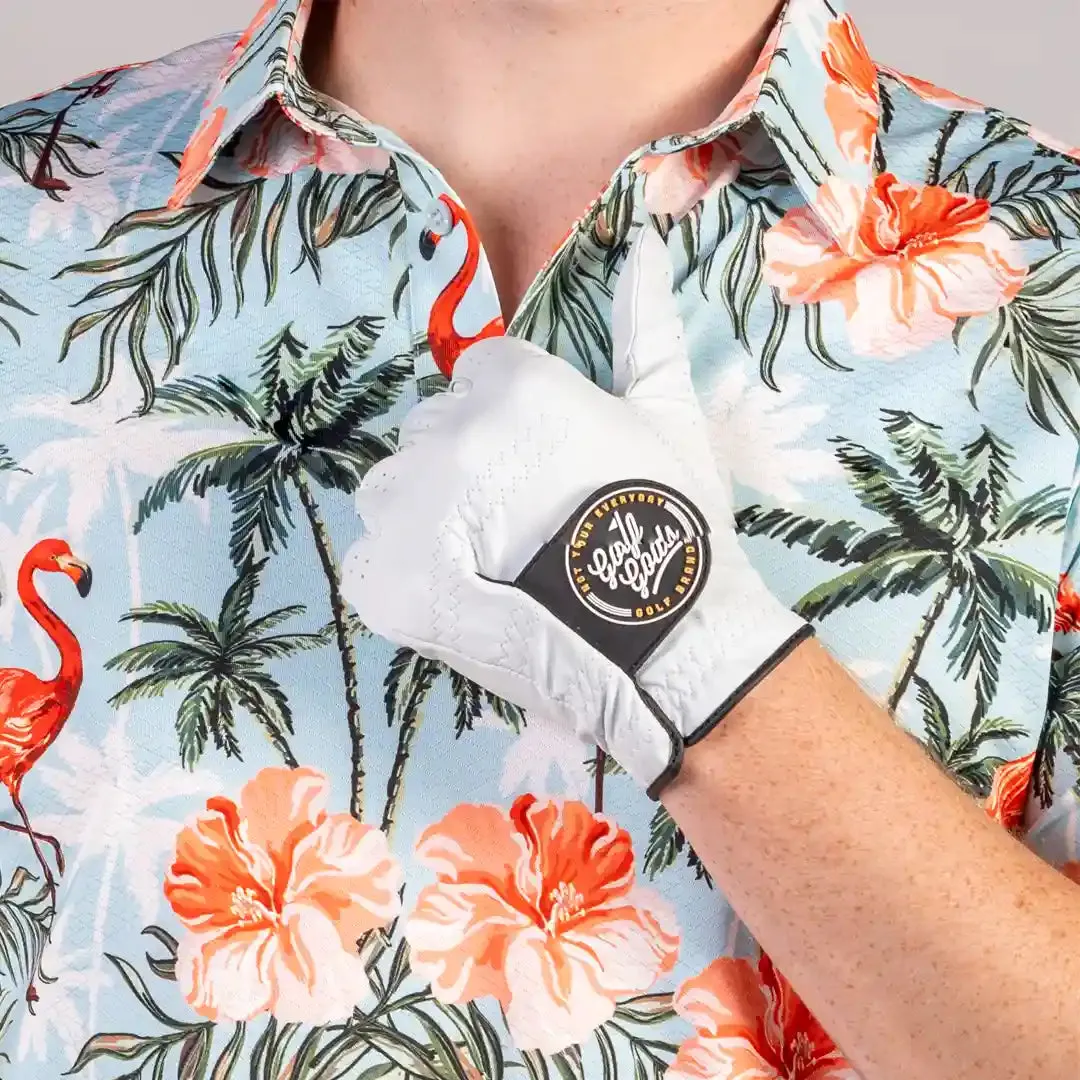 Cool Golf Polo Shirt for Performance - Flamingo Paradise Tech