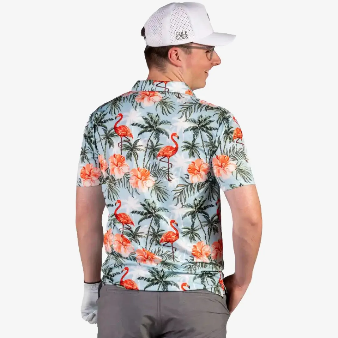 Cool Golf Polo Shirt for Performance - Flamingo Paradise Tech