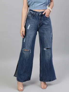 Flared Slash Knee Jeans