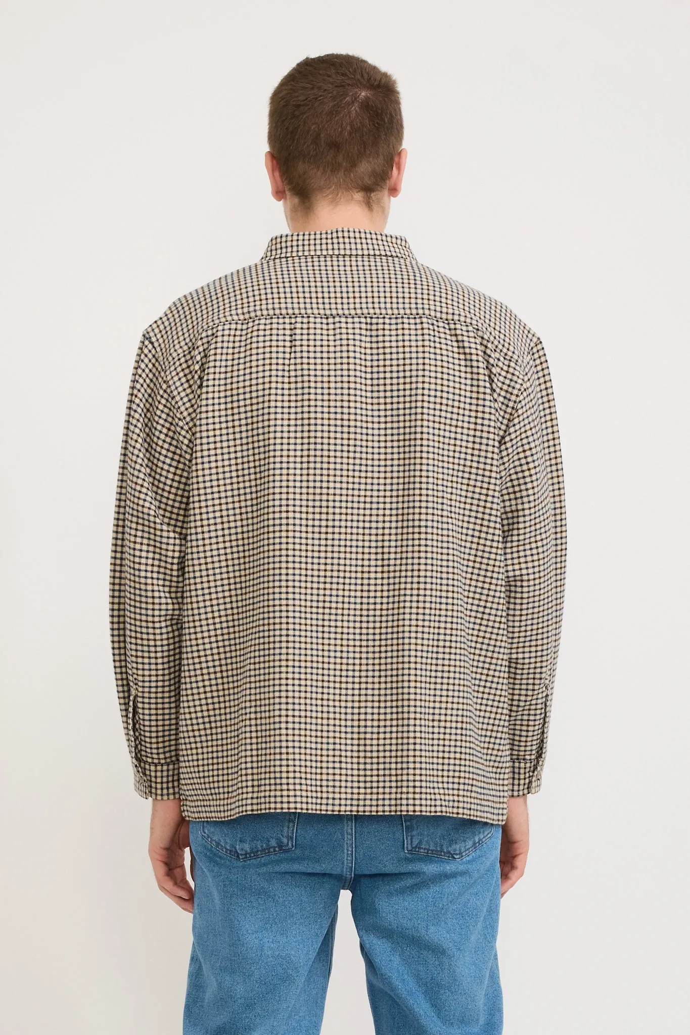 Flat Hem Workshirt Beige Check