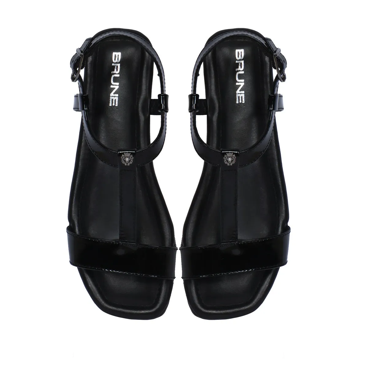 Flat Sole Women's Sandal in Black Patent Leather