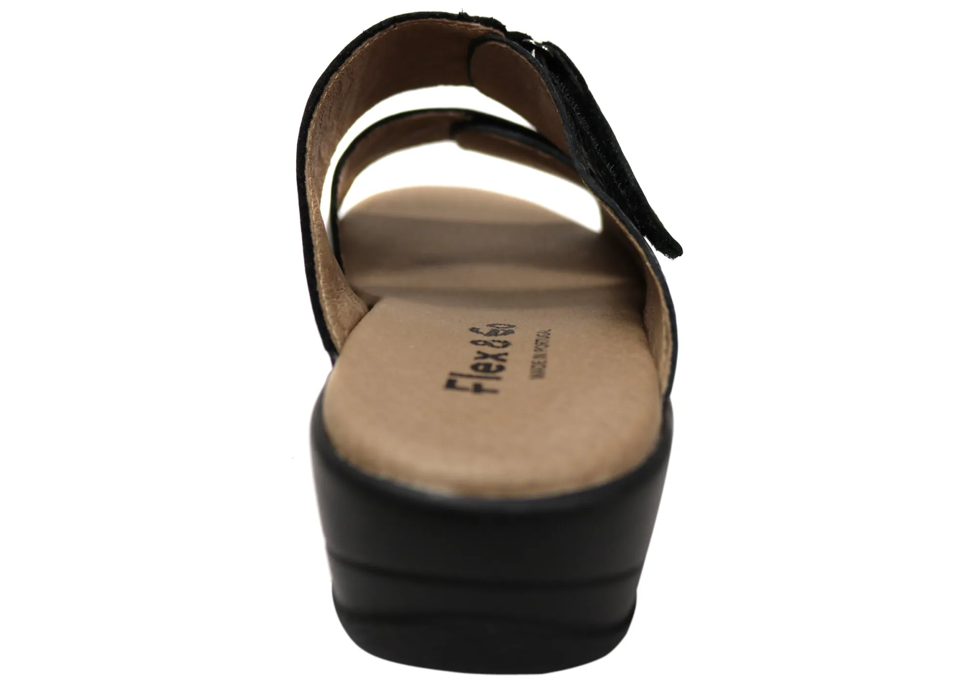 Flex & Go Banksia Womens Leather Slides Sandals Made In Portugal