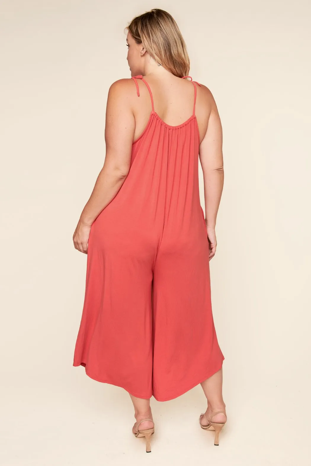 Florence Flowy Sleeveless Jersey Knit Jumpsuit Curve