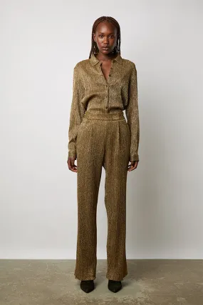 Gerard Darel DAIANA GOLDEN LUREX WIDE TROUSERS