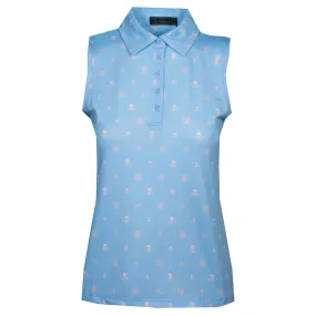 G/FORE Women's 3D Icon RGB Sleeveless Golf Polo in Sky Blue