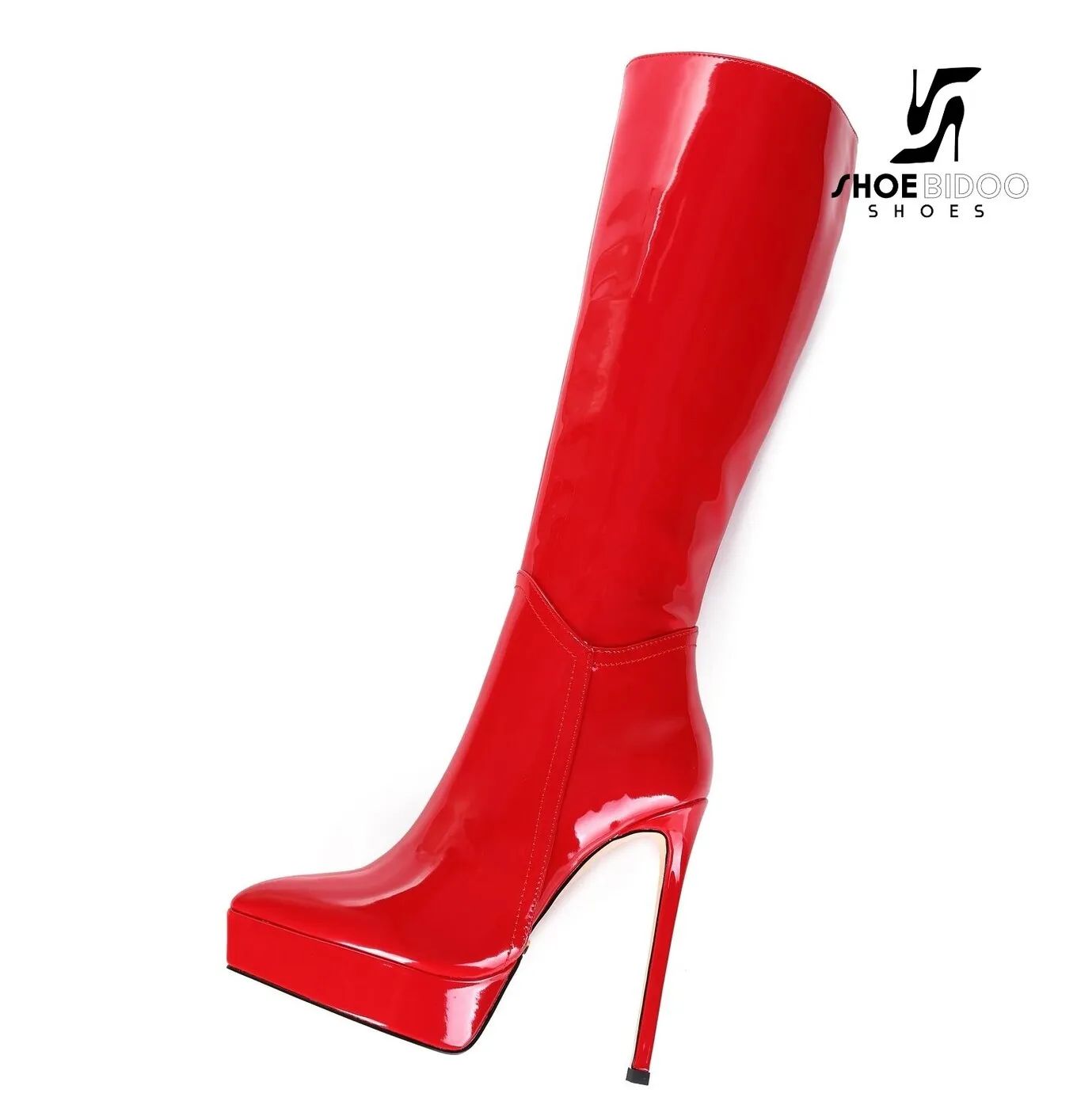 Giaro Giaro Platform knee boots SARAYA in red shiny with 14cm heels